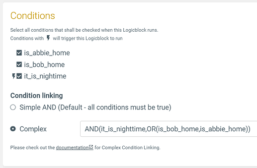 conditions with complex link