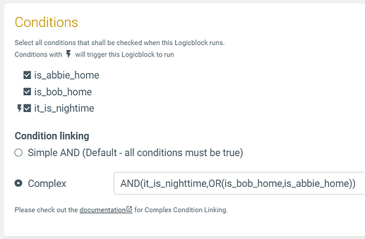 conditions with complex link