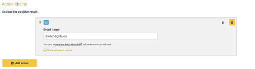 Alexa event action in Apilio